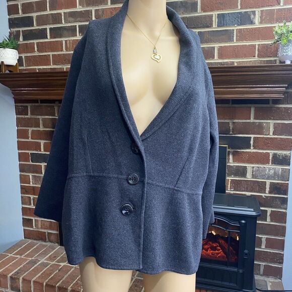 Alfani Womens Sweater Jacket Size 2X Gray Cotton Buttons Front Comfort Pre Owned - Picture 8 of 14